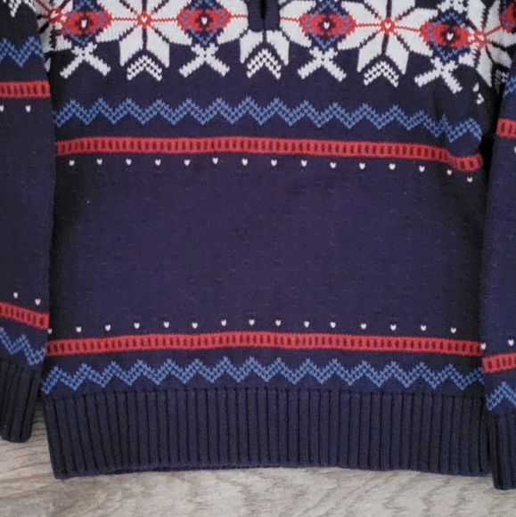 Hanna Andersson Fair Isle Nordic Snowflake 1/4 Zip Cotton Knit Sweater Holiday - Picture 6 of 10